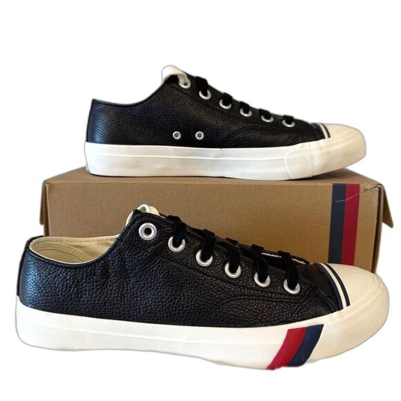 PRO-KEDS Royal Lo Lea Men's Black Leather Sneakers Size 8.5 - Picture 1 of 6